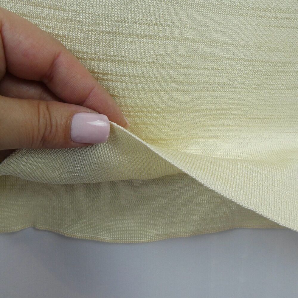 Escada Margaretha Ley Knee Length Pencil Skirt Sz L‎ Ivory Champagne Gold Knit - Picture 6 of 11